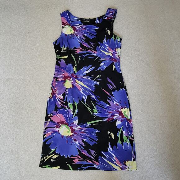 EUC Connected Apparel 6 Bodycon Dress Back Zip Back Slit Vibrant Multicolor - Picture 2 of 16